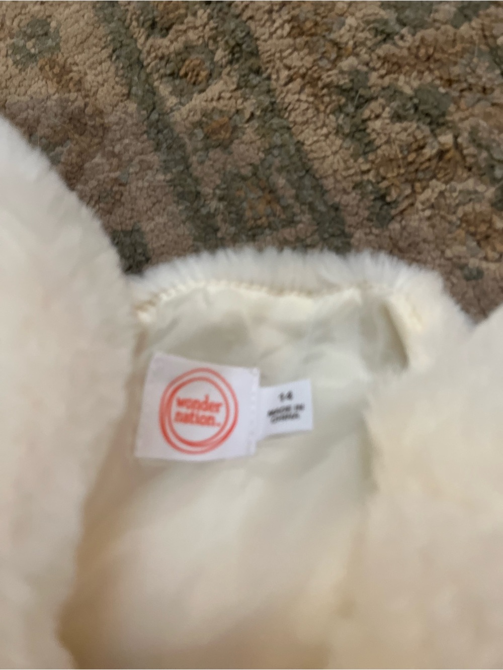 Wonder Nation Cream Faux Fur Puffer Jacket for Kids